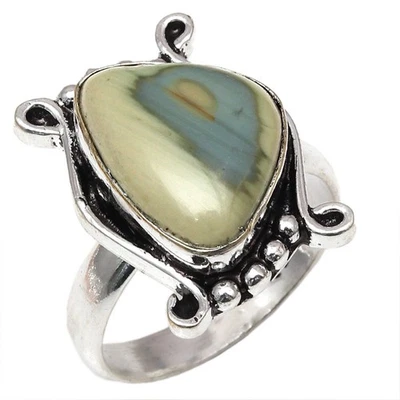 Joia de prata feita à mão com pedra preciosa de jaspe imperial "8" - Imagem 1 de 4