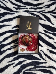 Murano Glass Necklace Vintage Made in Italy Black Red Gold Pendant Boxed - Picture 1 of 6