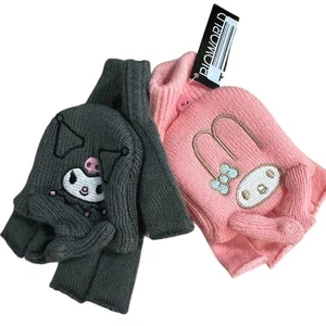 SANRIO MELODY & KUROMI Mittens NWT Gray Pink Glove Mittens Kid's Medium? - Picture 1 of 4