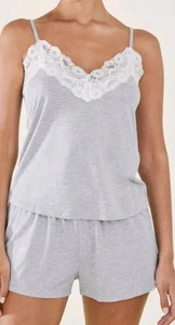 Conjunto de pijamas camisola y pantalones cortos accesorios para mujer gris talla 14 - Imagen 1 de 12