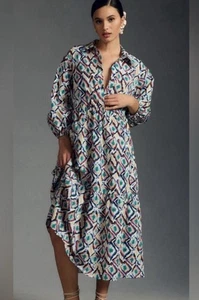 Preowned Anthropologie Maeve Bettina Printed Maxi Dress Size XL - Picture 1 of 11