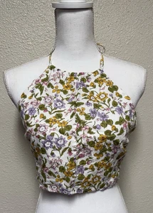 Rails Women's S Kyra 100% Linen Halter Tie Neck Top Flora Festival Beach Coastal - Picture 1 of 11