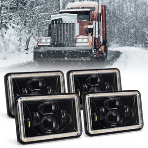 4PCS 4x6" LED Headlights Hi/Lo DRL For Kenworth T800 W900 Peterbilt 357 379 378 - Picture 1 of 7