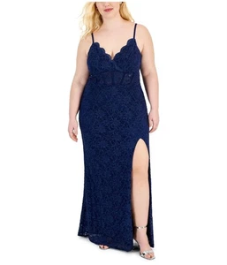 City Studio Womens Lace Gown Bodycon Dress - Picture 1 of 2