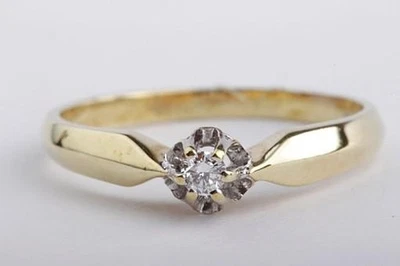 Brillant Ring 585 14k Gelb Gold 53 Größe bouquet solitär # - Bild 1 von 4