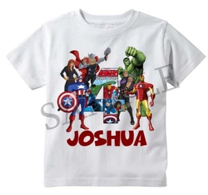 Marvel Avengers CUSTOM t-shirt PERSONALIZE Birthday gift, CHOOSE AGE & NAME - Picture 1 of 2