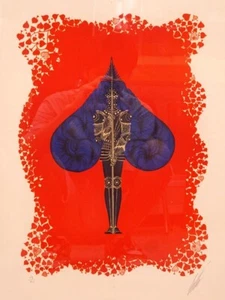 [DDP] ERTE "Asso di picche" stampa litografica firmata incorniciata limitata 13/90 - Foto 1 di 8