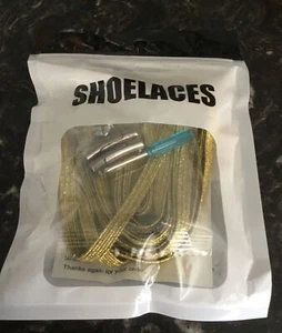 Gold Metallic Shoelace System with Elastic Laces - One Size Fits All - Picture 1 of 2