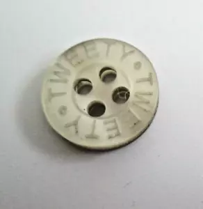 Tweety Small Button Replacement Round 4-Hole Pearl Shell w/ Logo Bird Looney - Picture 1 of 3