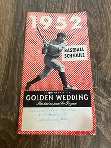 Libretto calendario baseball MLB vintage 1952 foto pubblicità matrimonio d'oro whisky - Foto 1 di 9