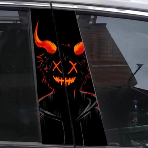 Película protectora pilar central coche demonios rojos Halloween 2 piezas - Imagen 1 de 2