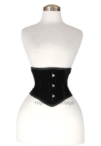 Heavy Duty Steel Boned Corset Women's Underbust Waist Trainer Velvet Corset - Picture 1 of 10