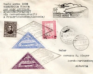 Paraguay Zeppelin Post March 1932 Flight Rio To Friedrichshaven - Sieger #141 - Picture 1 of 2