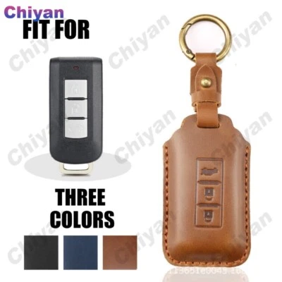 Leather Smart Remote Car Key Fob Flip Cover Shell For Mitsubishi ASX RVR Lancer - Imagem 1 de 4