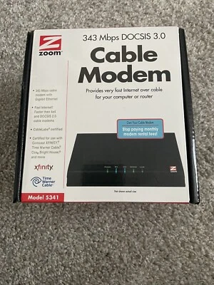 Zoom Cable Modem DOCSIS 3.0 (534100-03J) 343 Mbps model 5341 For Computer Router - Image 1 of 4