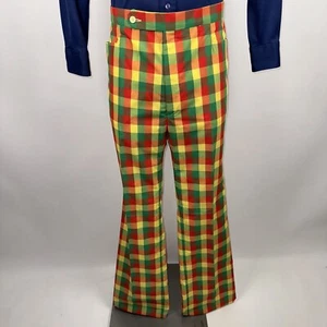 NOS Vtg 60s 70s Mens Pants Aureus Caddyshack Golf Plaid Disco Mens 40 Unhemmed - Picture 1 of 16