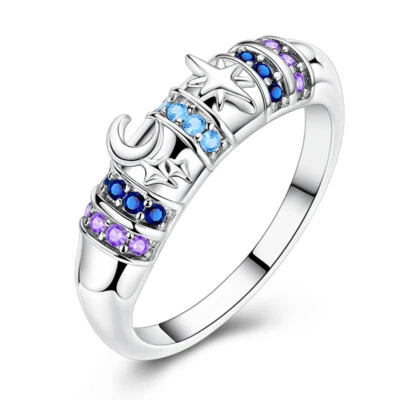 MULA European 925 sterling silver Finger Ring AAA CZ Star Moon for Women Jewelry - Image 1 of 4