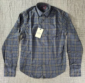 UNTUCKit Macari Mens Blue Plaid Flannel Long Sleeve Button Up Shirt - PICK SIZE - Picture 1 of 6