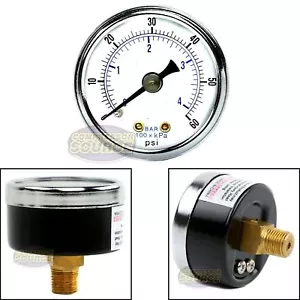 1/8" NPT Air Compressor Hydraulic Pressure Gauge 0-60 PSI Back Mount 1.5" Face - Picture 1 of 6