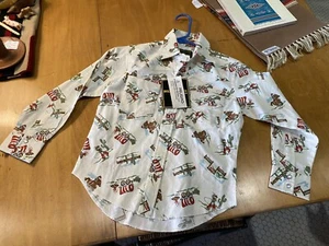 Camicia western cowboy M bambino nuovo vecchio stock vintage perla scatto fondo di magazzino ranch - Foto 1 di 11