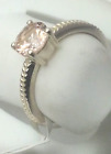925 Sterling Silver MORGANITE ROUND CUT SOLITAIRE GEMSTONE ACCENT Ring Size 5