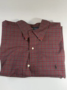Ralph Lauren Mens Vintage Button Up Red/Black Plaid  Long Sleeve 17 1/2 34-35 - Picture 1 of 6