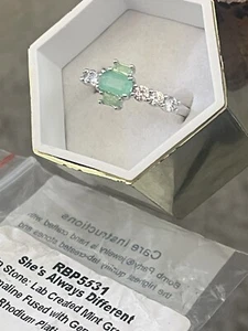 BP "She's Always Different" RBP5531 SZ 10 LC Mint Green Tourmaline Gen Quartz - Picture 1 of 6