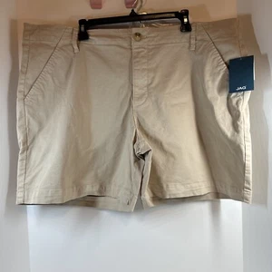 Jag Women's Chino Shorts Mid Rise Short 7" Inseam Khaki Zip Close Size 22W - Picture 1 of 5