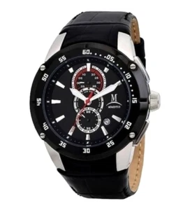 Momentus S191E Chronograph Watch, Schwarz Leder Herrenuhr ÖZEN SAAT - Picture 1 of 2
