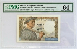 1942-44 10 Francs France Note Pick#99c (PMG 64 Choice UNC) 3560 - Picture 1 of 2