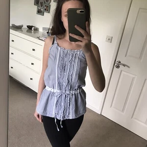 Blue pinstripe top size 10 - Picture 1 of 2