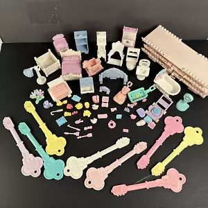 Vtg 1988 Fisher Price Precious Places Lot Keys Furniture Sidewalk Misc 60+ pcs - Picture 1 of 14