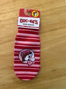 toddler buc-ee's Valentine socks size 6-11 new red and pink stripe - Picture 1 of 2