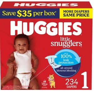 Huggies Little Snugglers Baby Diapers Size 1 (Up to 14 lbs) 234 Count - NEW - Picture 1 of 1
