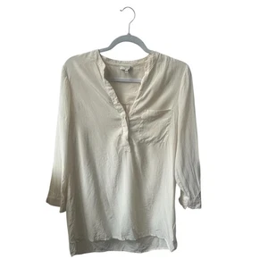 Joie blusa donna 100% seta bottoni davanti crema profonda V donna taglia large usata in ottime condizioni - Foto 1 di 3