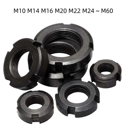 Nutmutter Wellenmutter Stoppmuttern DIN 981 Schwarz Rechts Gewinde M10 Bis M60 - Bild 1 von 4
