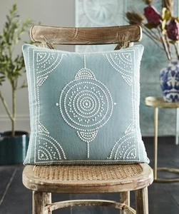 Joe Browns Home Intricate Mandala Embroidered Boho Cushion, Teal - Picture 1 of 4