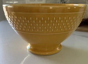Vintage Mustard Yellow Small Serving Bowl 6-3/4” Dia. Textured Detail Footed - Picture 1 of 4