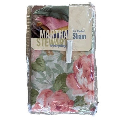 Vintage 90s Martha Stewart Standard Pillow Sham Tea Rose Floral Cottage Core - Image 1 of 4