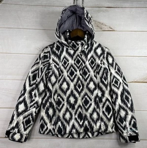 OBERMEYER HOODED SKI JACKET Girls M 10-12 Black Printed Nice Aspen, CO Warm - Picture 1 of 13
