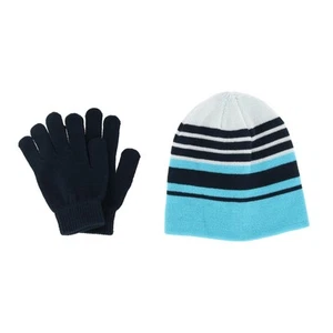 Grand Sierra Girl's 7-16 Striped 2-Piece Winter Beanie and Glove Set - Picture 1 of 7