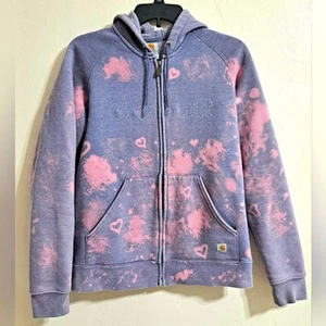 Carhartt Pink and Purple Tie-Dye Zip-Up Hoodie Sweatshirt Size Small - Picture 1 of 6