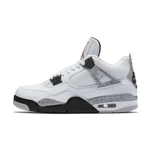 Nuove Scarpe da Ginnastica Uomo Donna Retro AJ4 Military White Cement Sneakers - Foto 1 di 6