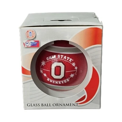 Ornamento de Natal bola de vidro futebol americano Ohio State Buckeyes para sempre colecionável - Imagem 1 de 4