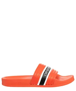 Emporio Armani slides men XVPS14XR277U379 Orange - Black White logo detail - Picture 1 of 5