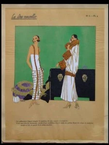 MODE ART DECO, ROBE, MANTEAU - 1924 - POCHOIR SUR CALQUE, IDEES NOUVELLES - Bild 1 von 1