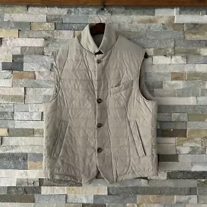 Eleventy Platinum Quilted Beige Goat Leather Beige Puff Size Large - Picture 1 of 8