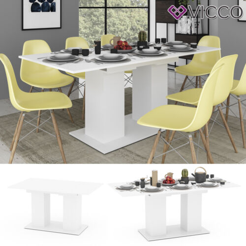 Mesa de comedor mesa de cocina extensible Dix 140 - 180 cm Vicco blanco mate