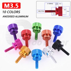 M3.5 x 7-20mm Aluminum Knurled Thumb Screw Bolts with Collar Anodised 10 Colors - Picture 1 of 13