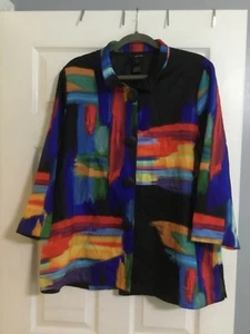 Ali Miles Jacke Damen Large Aquarell Kunst zum Tragen Abstrakt Bunt Neu mit Etikett - Bild 1 von 7
